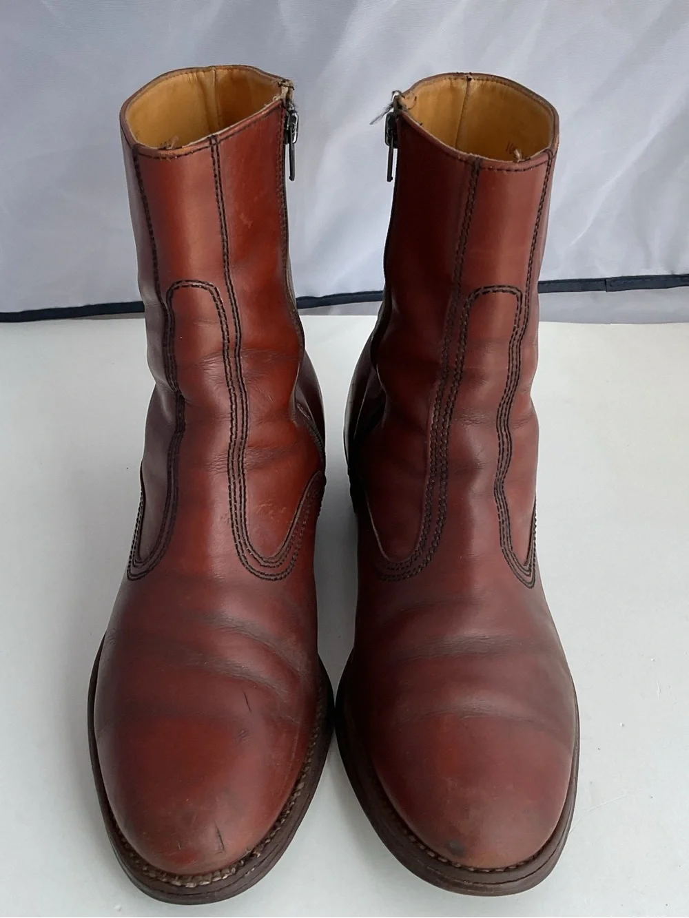 Handmade Brown Leather Side Zipper Ankle Boots #232/3065 Men’s Size 10.5 D